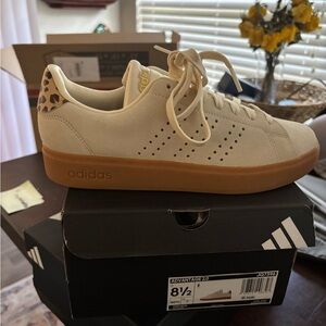 Adidas Beige Sneakers with Animal Print Detail